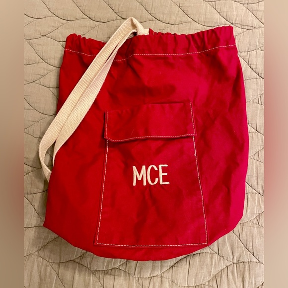 PORT CANVAS Red drawstring duffel bag. Great item! Made in Maine. - Picture 1 of 5